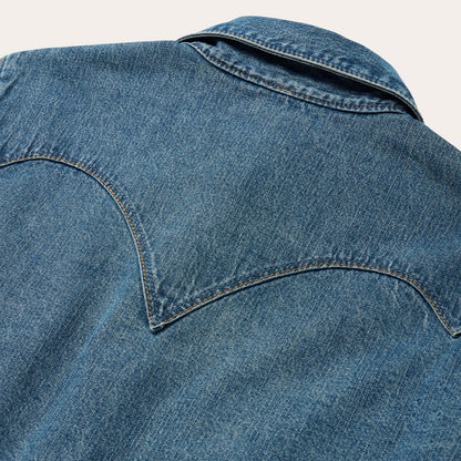 Chocolate Snap Western Denim Shirt Blue