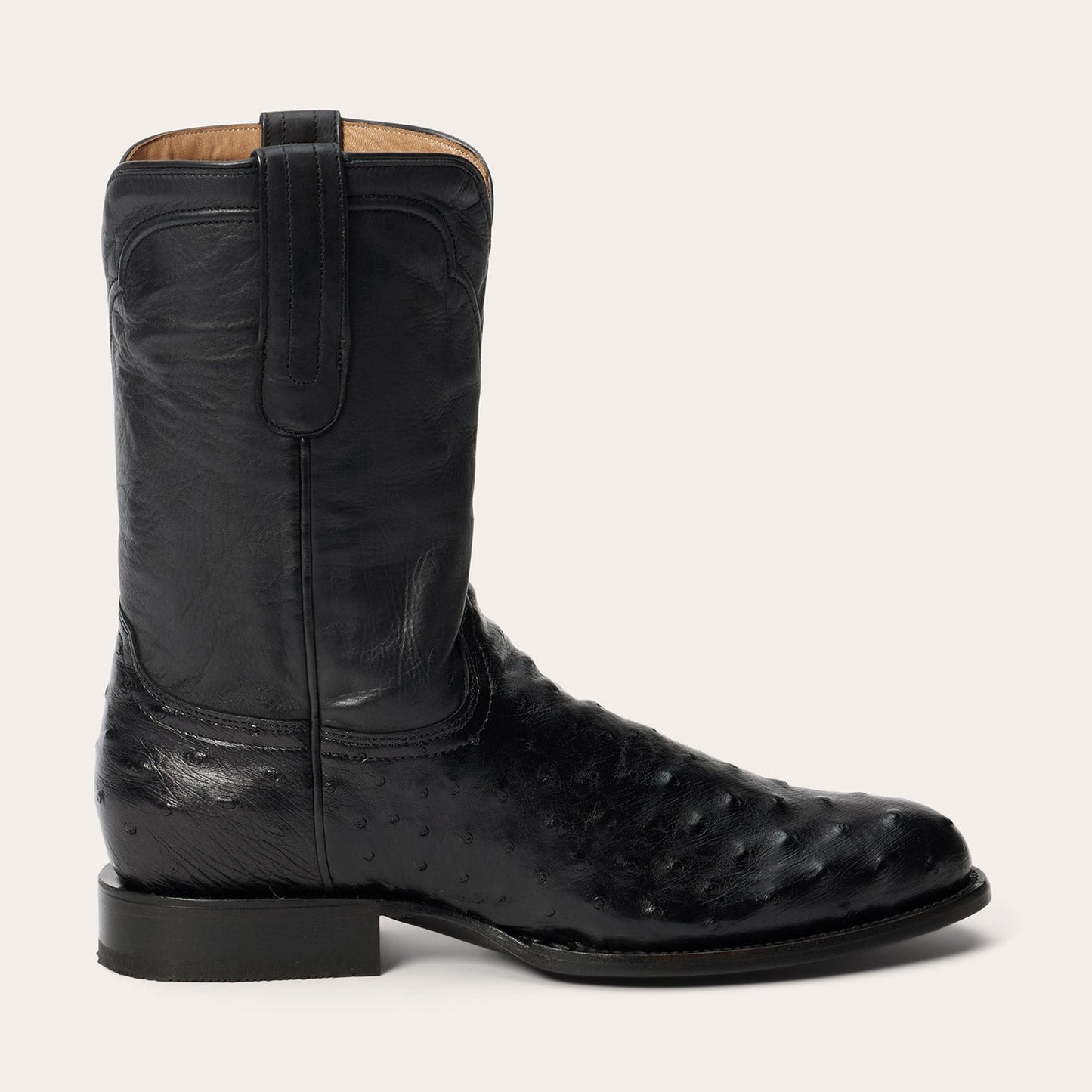 Austin Ostrich Roper Boots Black