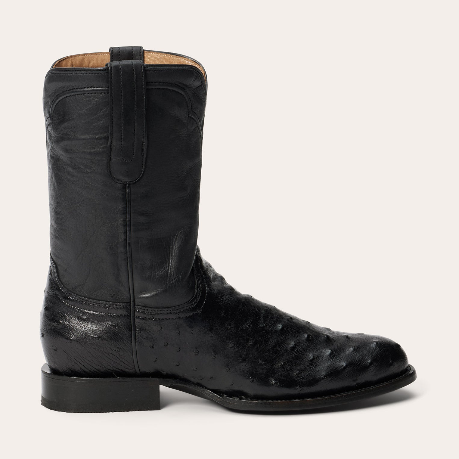 Austin Ostrich Roper Boots Black