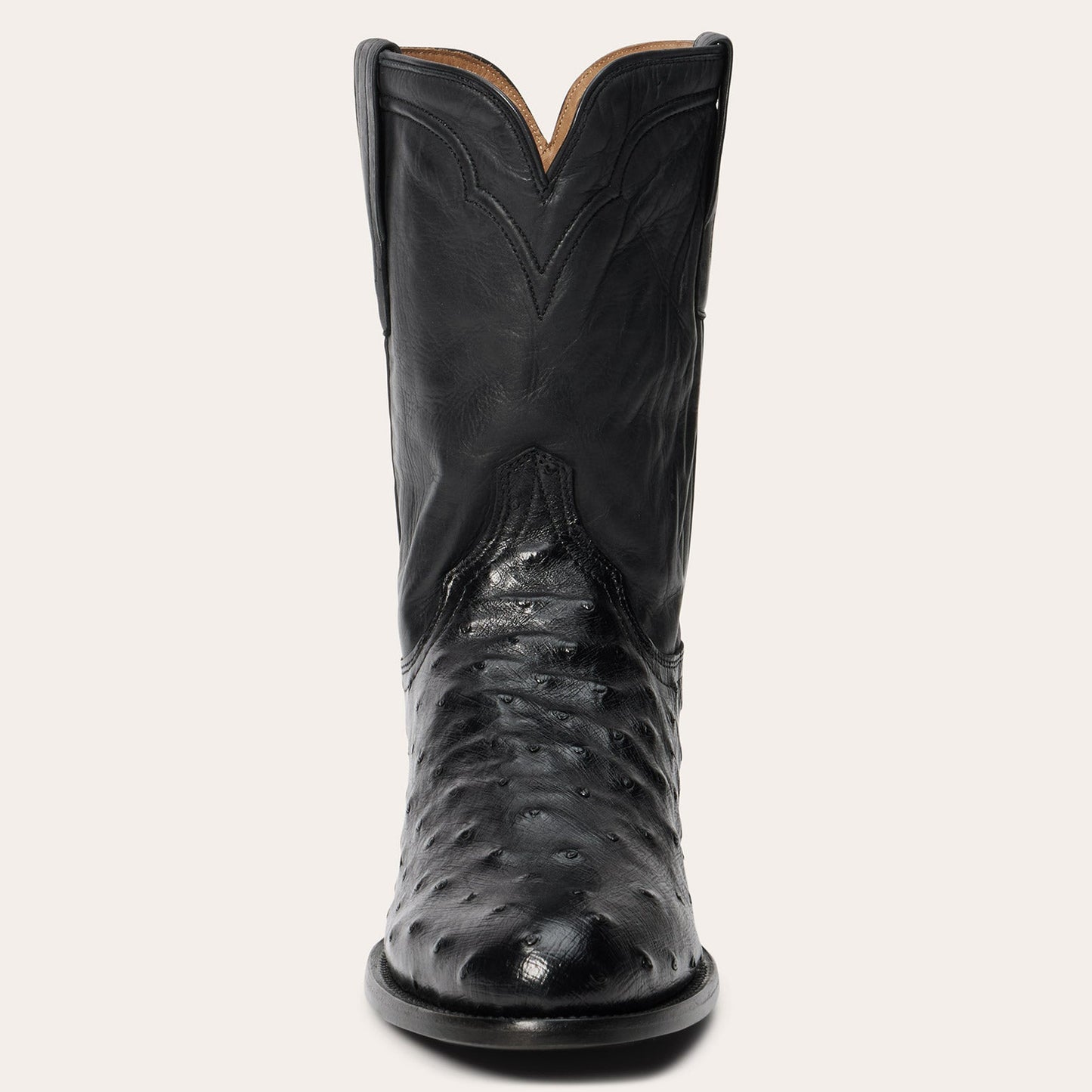Austin Ostrich Roper Boots Black
