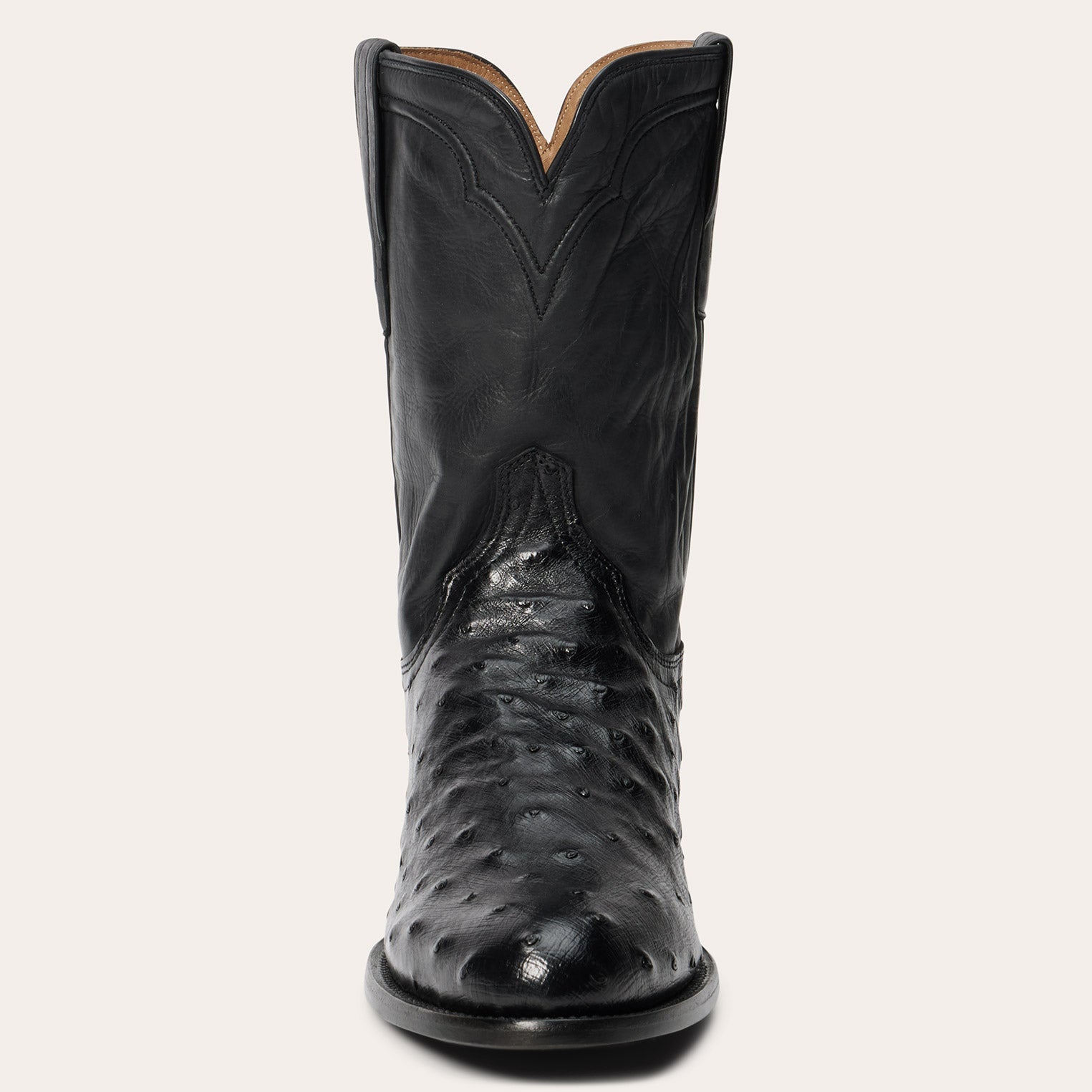 Austin Ostrich Roper Boots Black