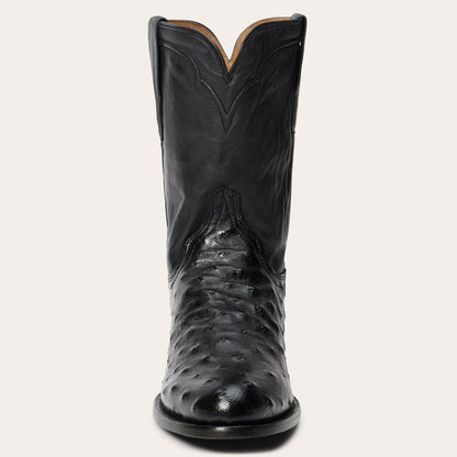 Austin Ostrich Roper Boots Black