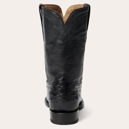 Austin Ostrich Roper Boots Black