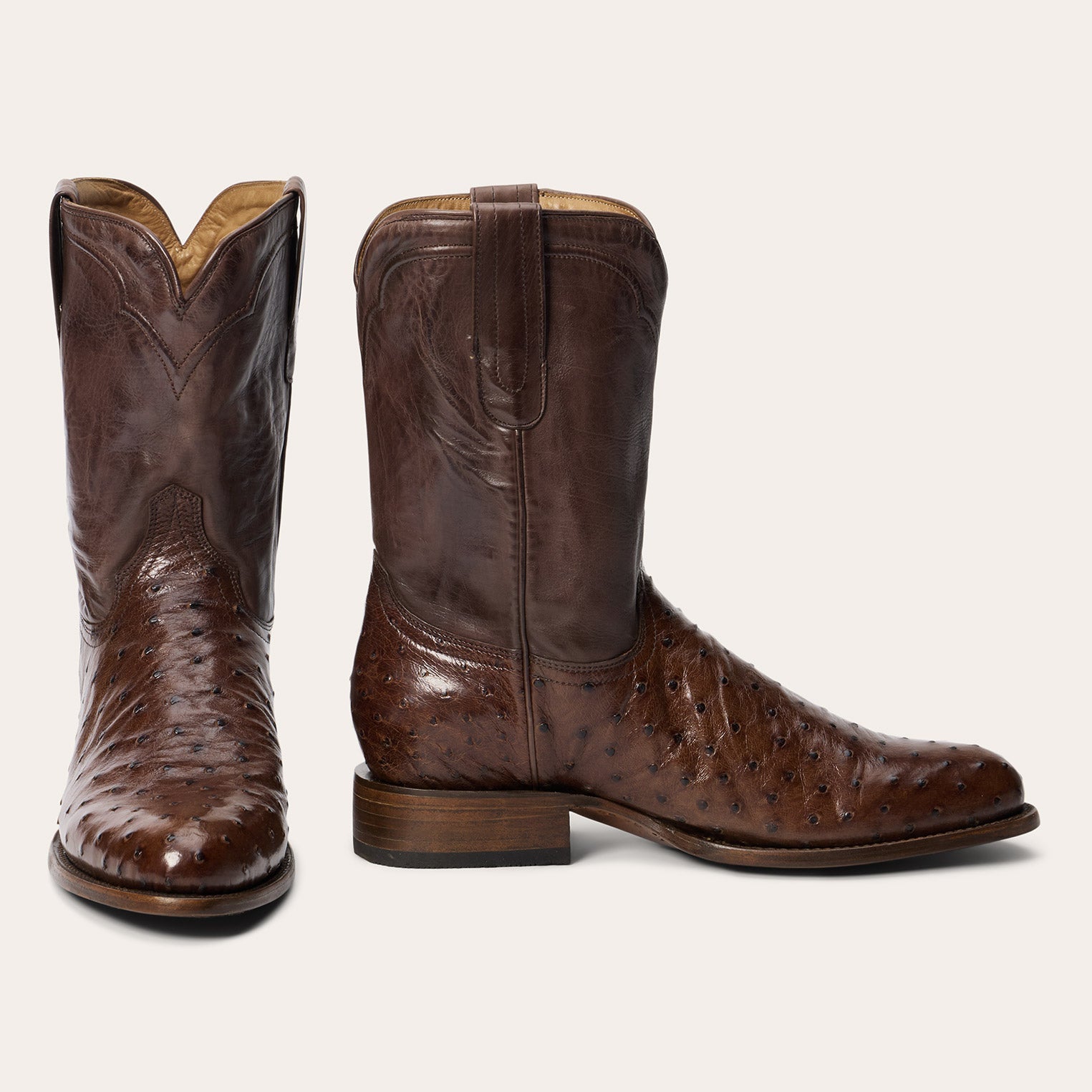 Austin Ostrich Roper Boots Tobacco
