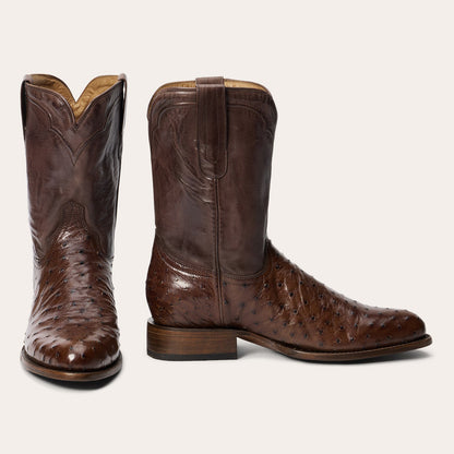Austin Ostrich Roper Boots Tobacco