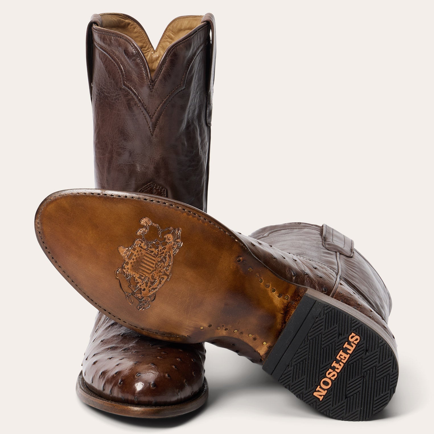 Austin Ostrich Roper Boots Tobacco