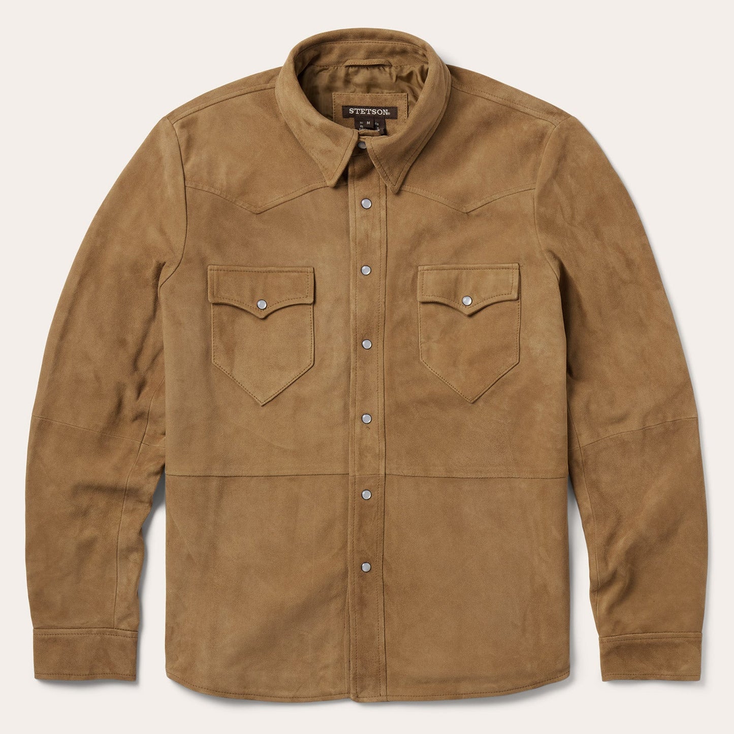 Suede Leather Shirt Jacket Brown