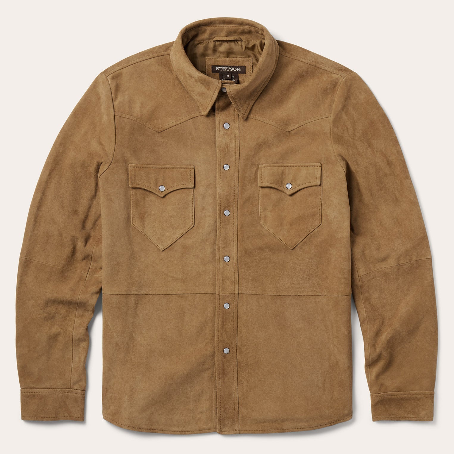 Suede Leather Shirt Jacket Brown