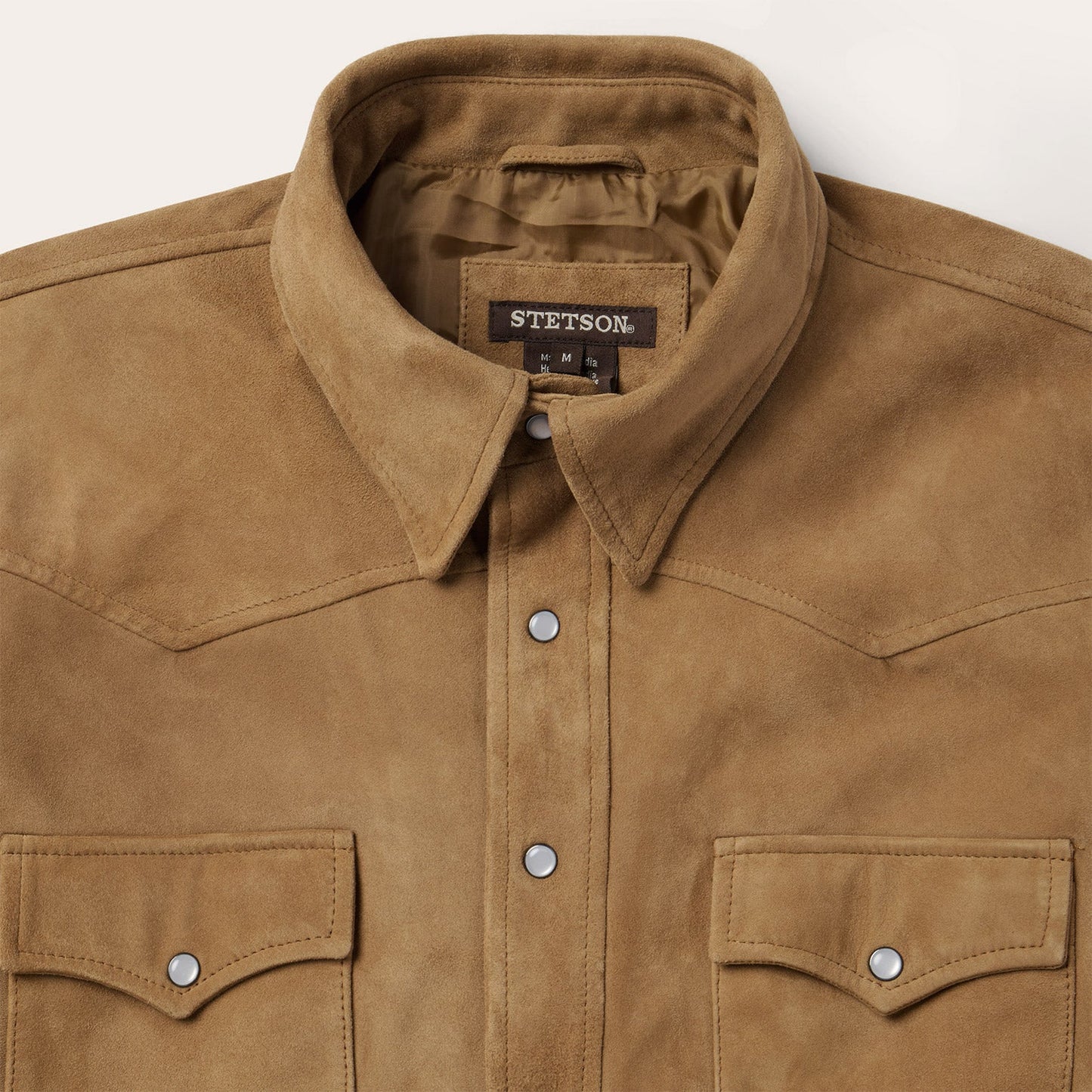 Suede Leather Shirt Jacket Brown