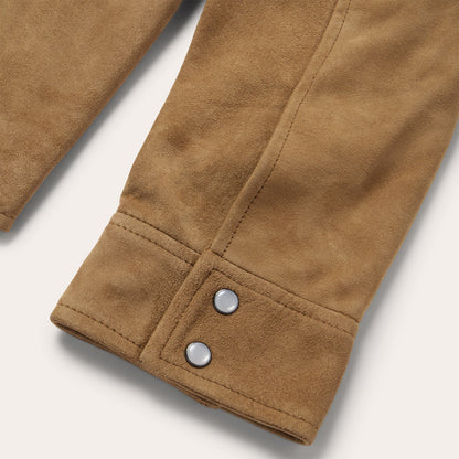 Suede Leather Shirt Jacket Brown