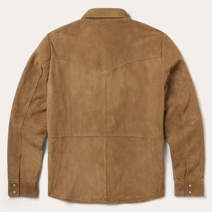 Suede Leather Shirt Jacket Brown
