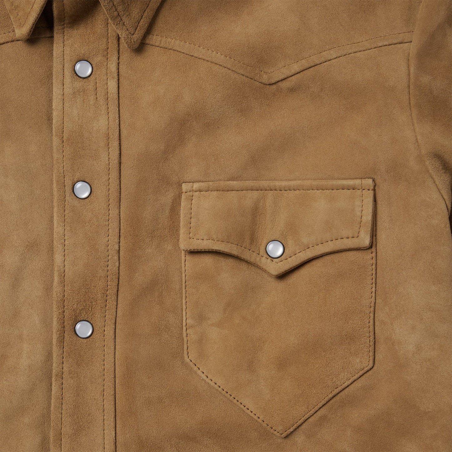 Suede Leather Shirt Jacket Brown
