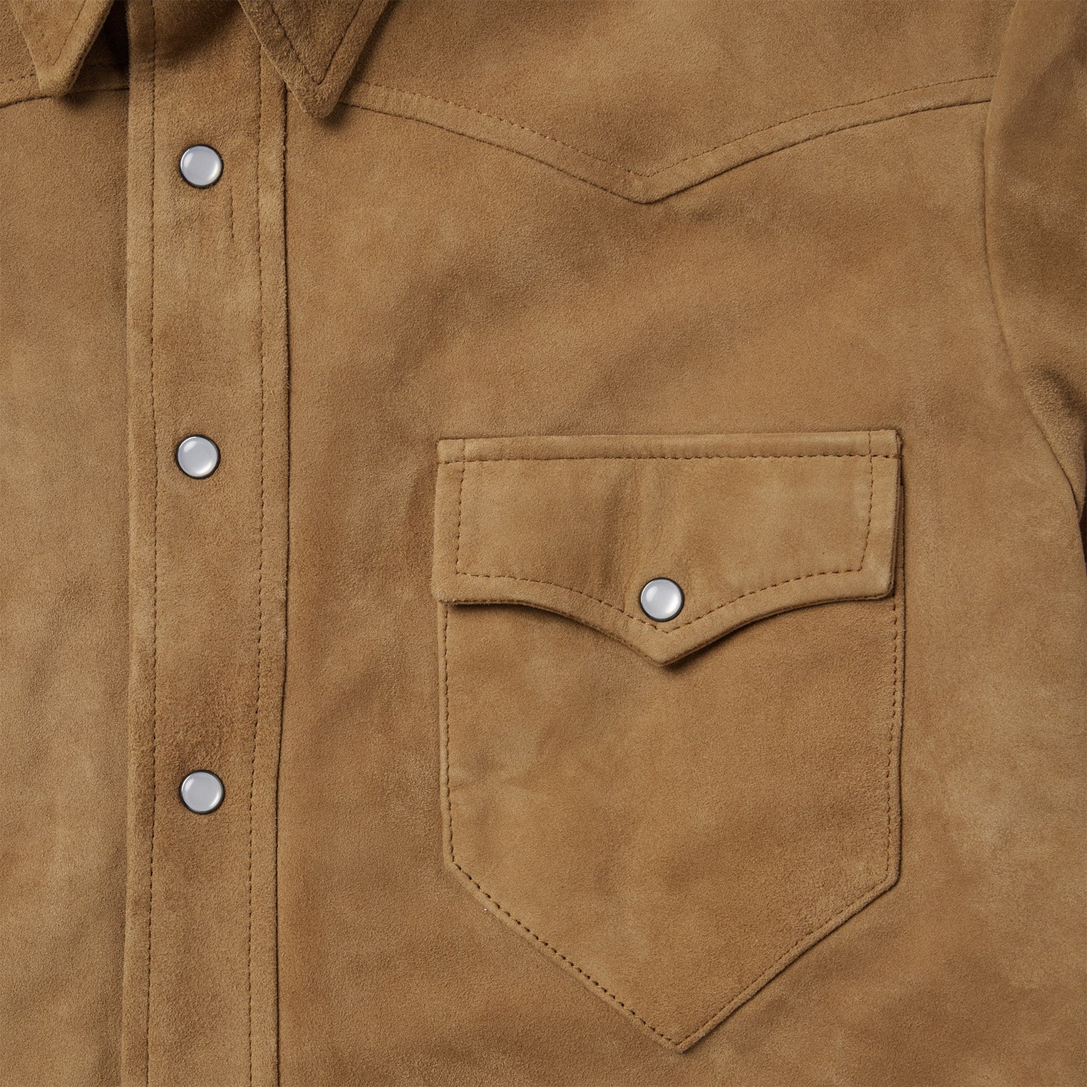 Suede Leather Shirt Jacket Brown