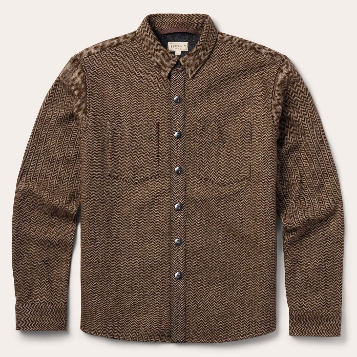 Herringbone Shirt Jacket Brown