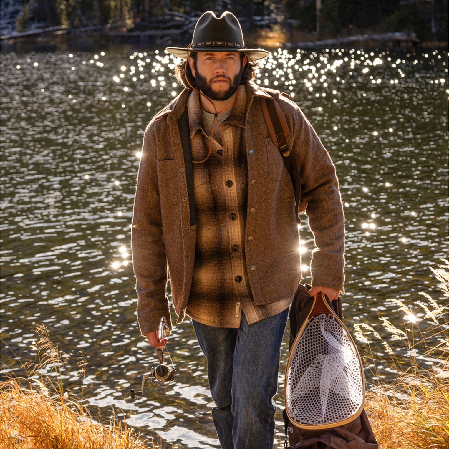Herringbone Shirt Jacket Brown