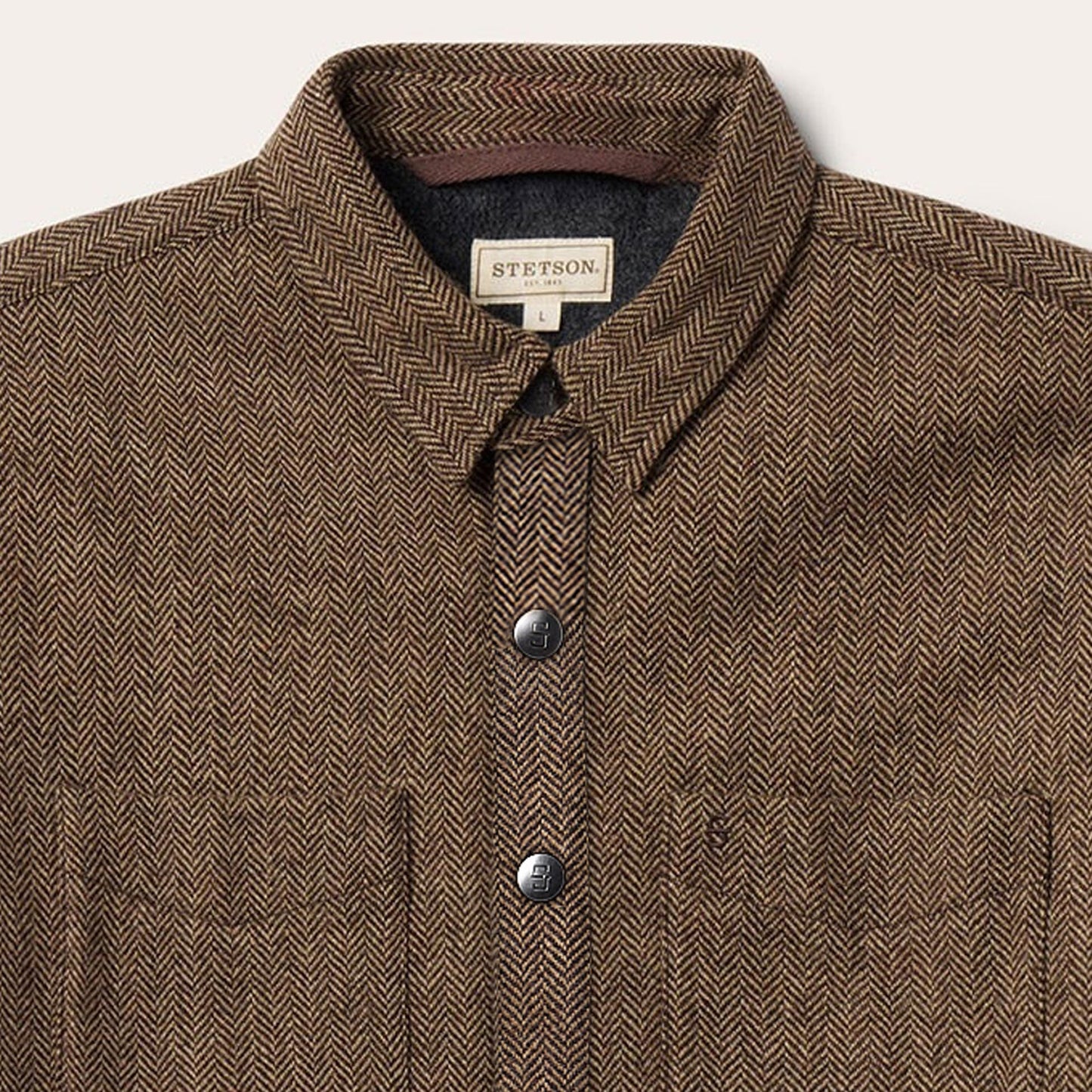 Herringbone Shirt Jacket Brown