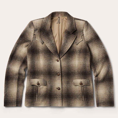 Wool Plaid Western Blazer Brown