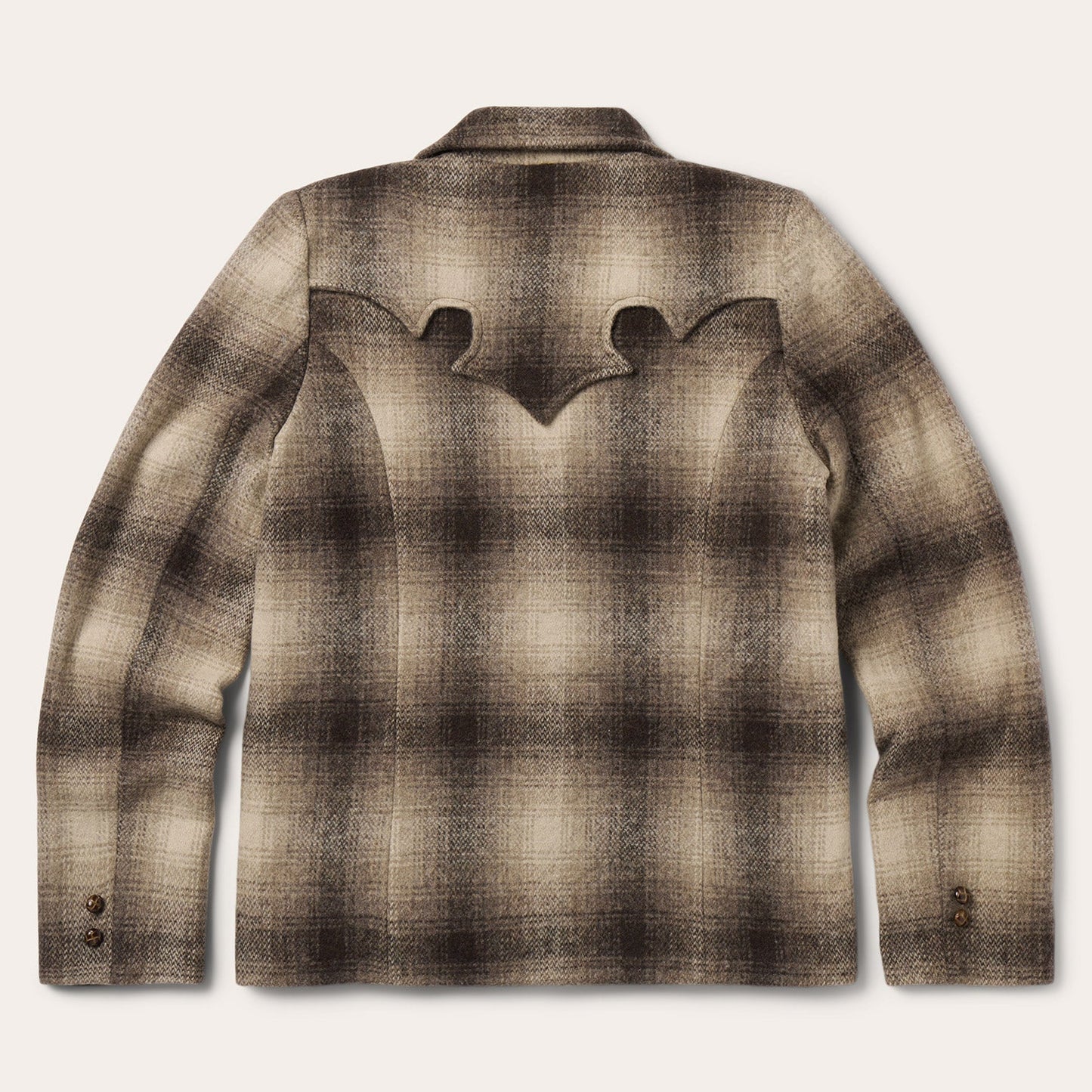 Wool Plaid Western Blazer Brown
