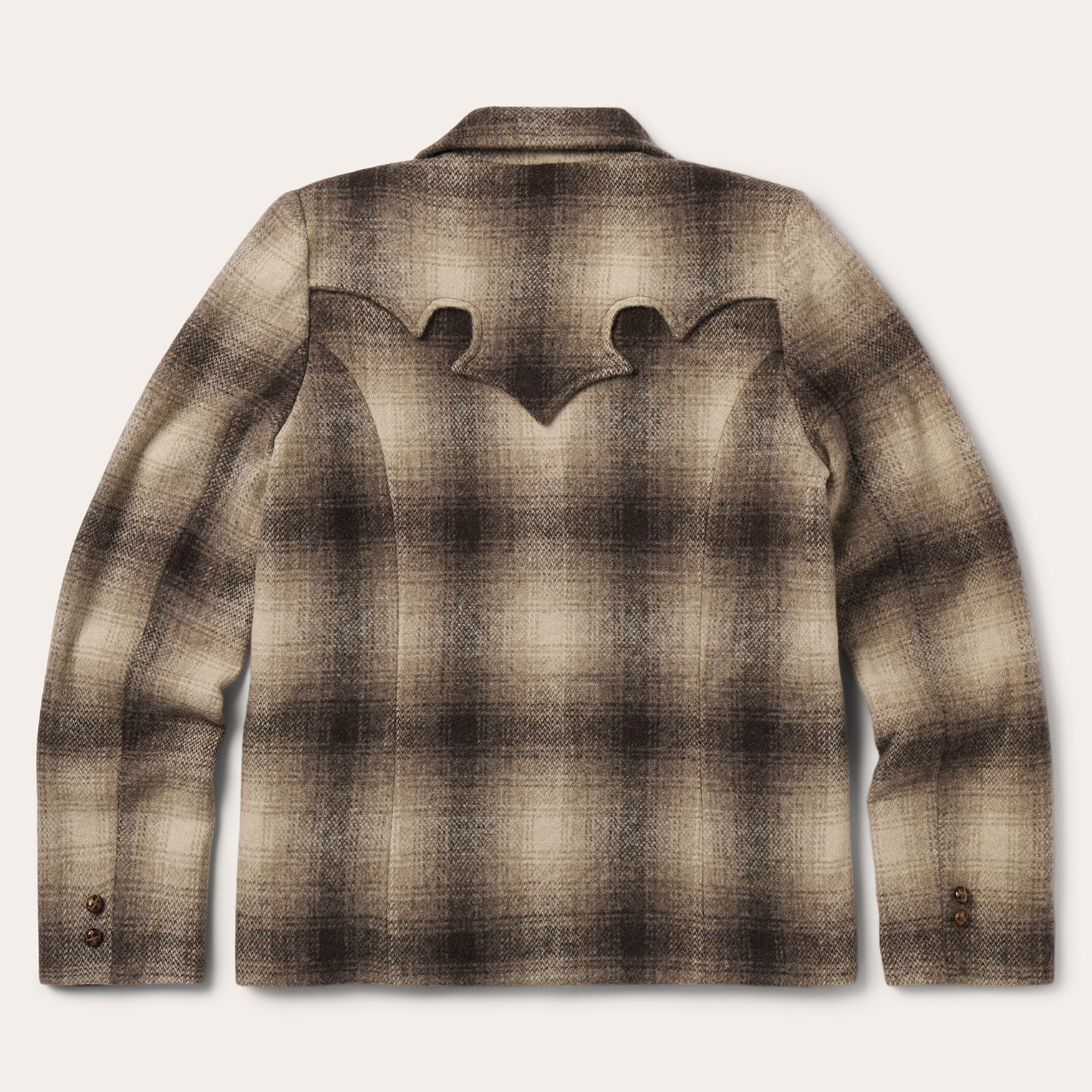 Wool Plaid Western Blazer Brown