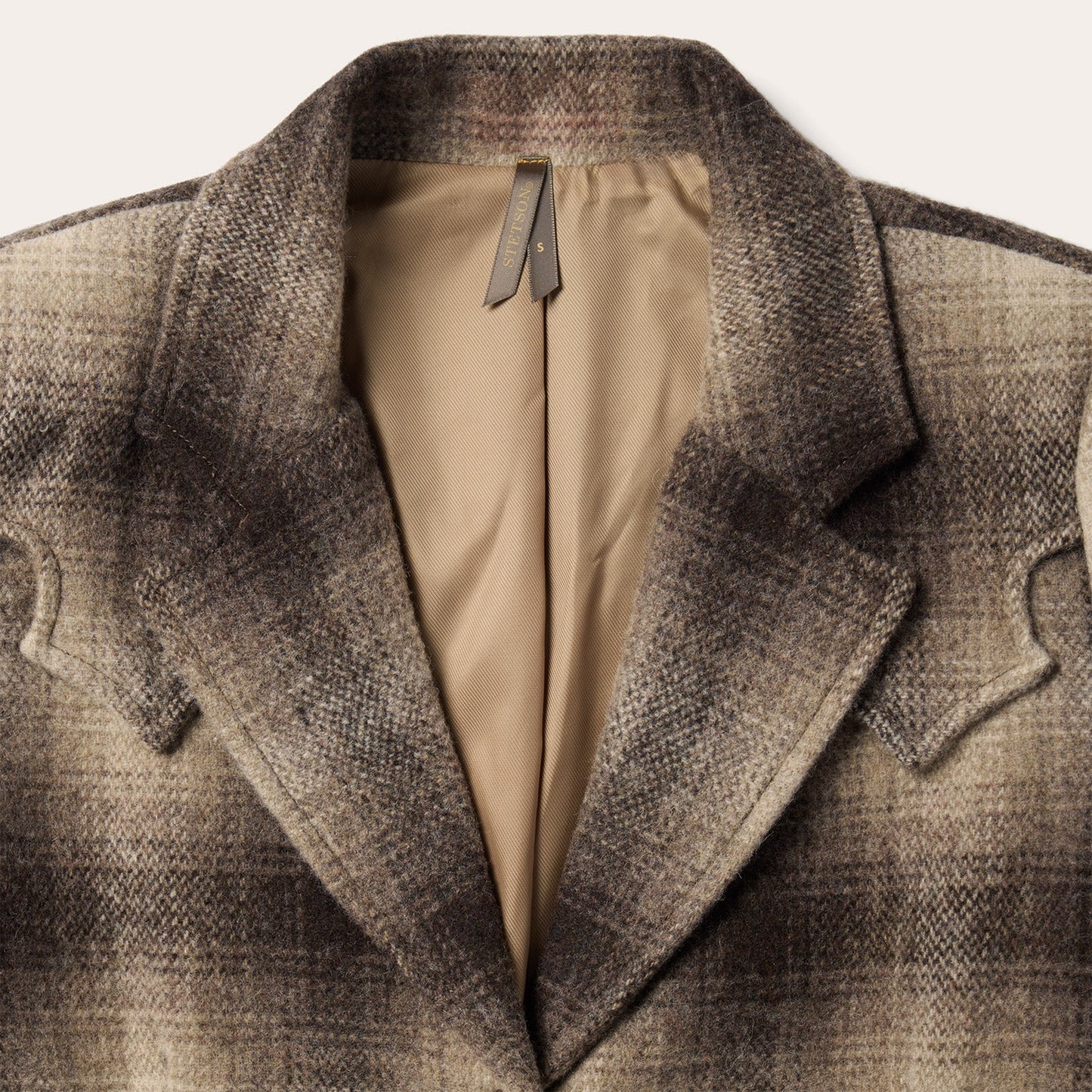 Wool Plaid Western Blazer Brown