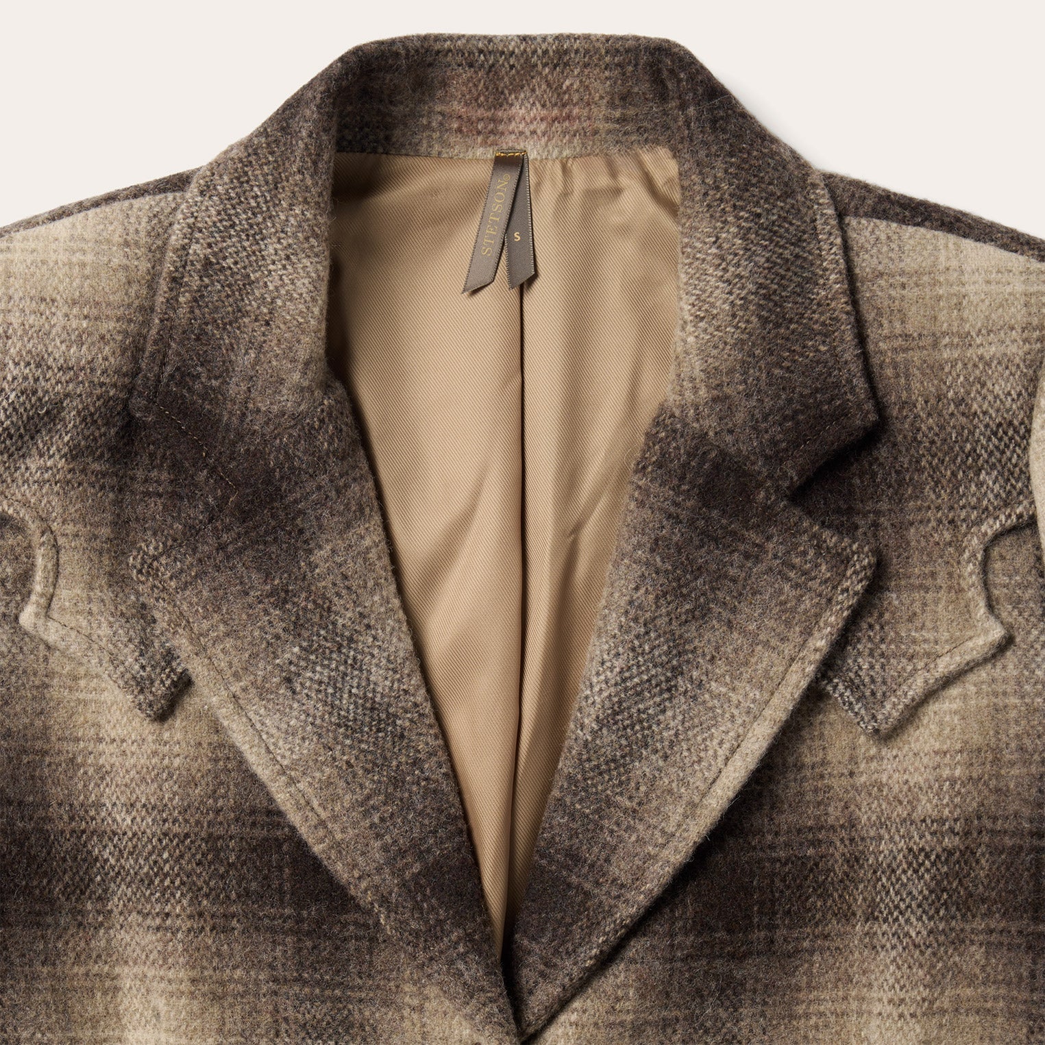 Wool Plaid Western Blazer Brown