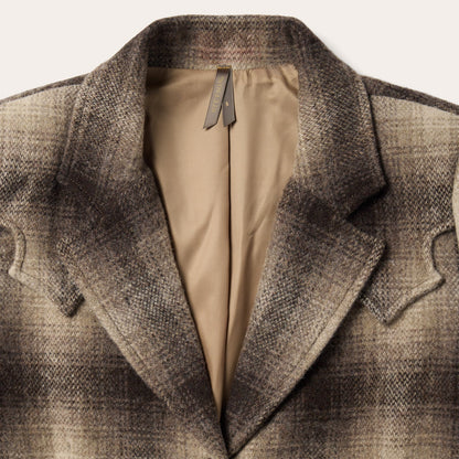 Wool Plaid Western Blazer Brown
