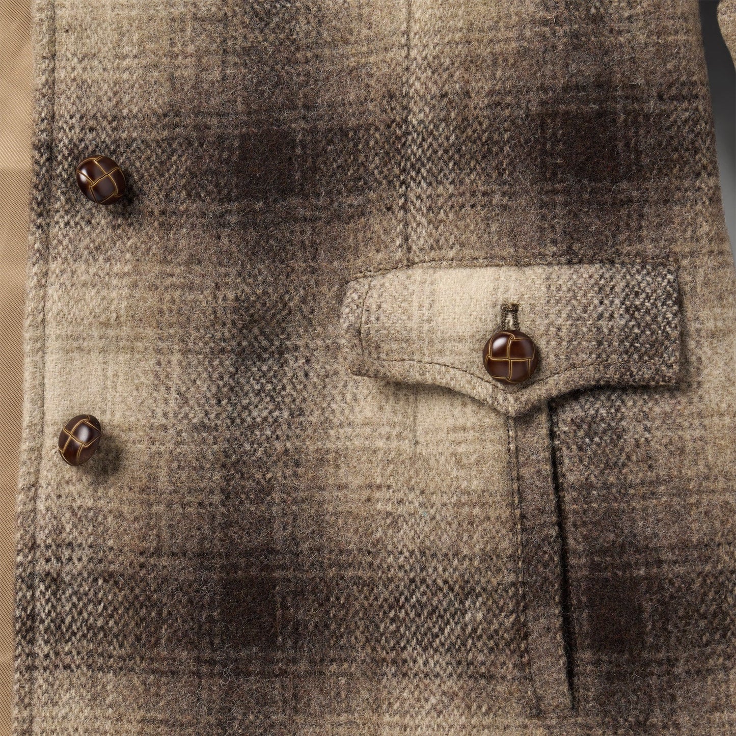 Wool Plaid Western Blazer Brown