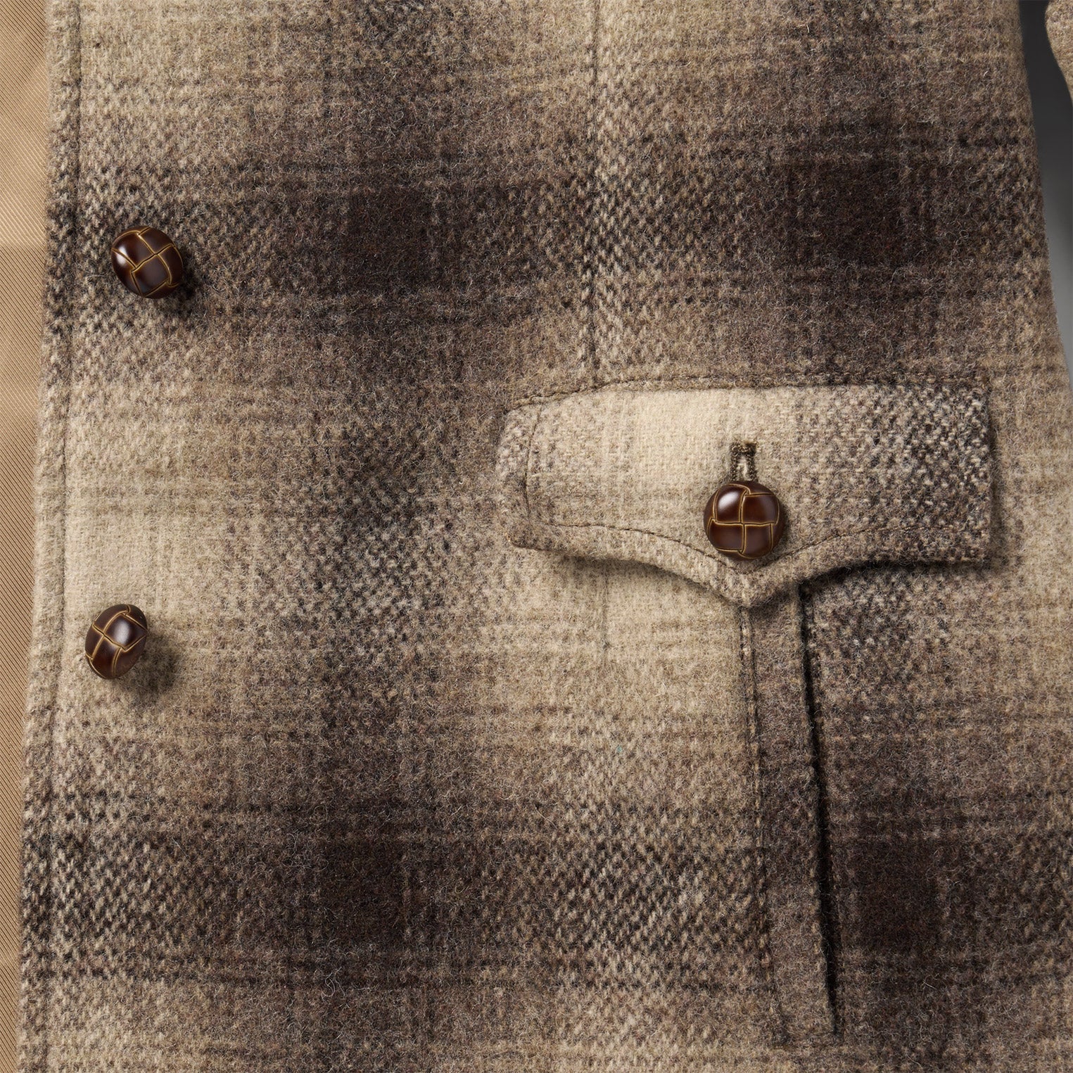 Wool Plaid Western Blazer Brown