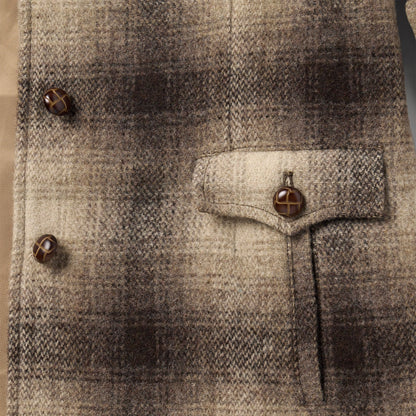 Wool Plaid Western Blazer Brown