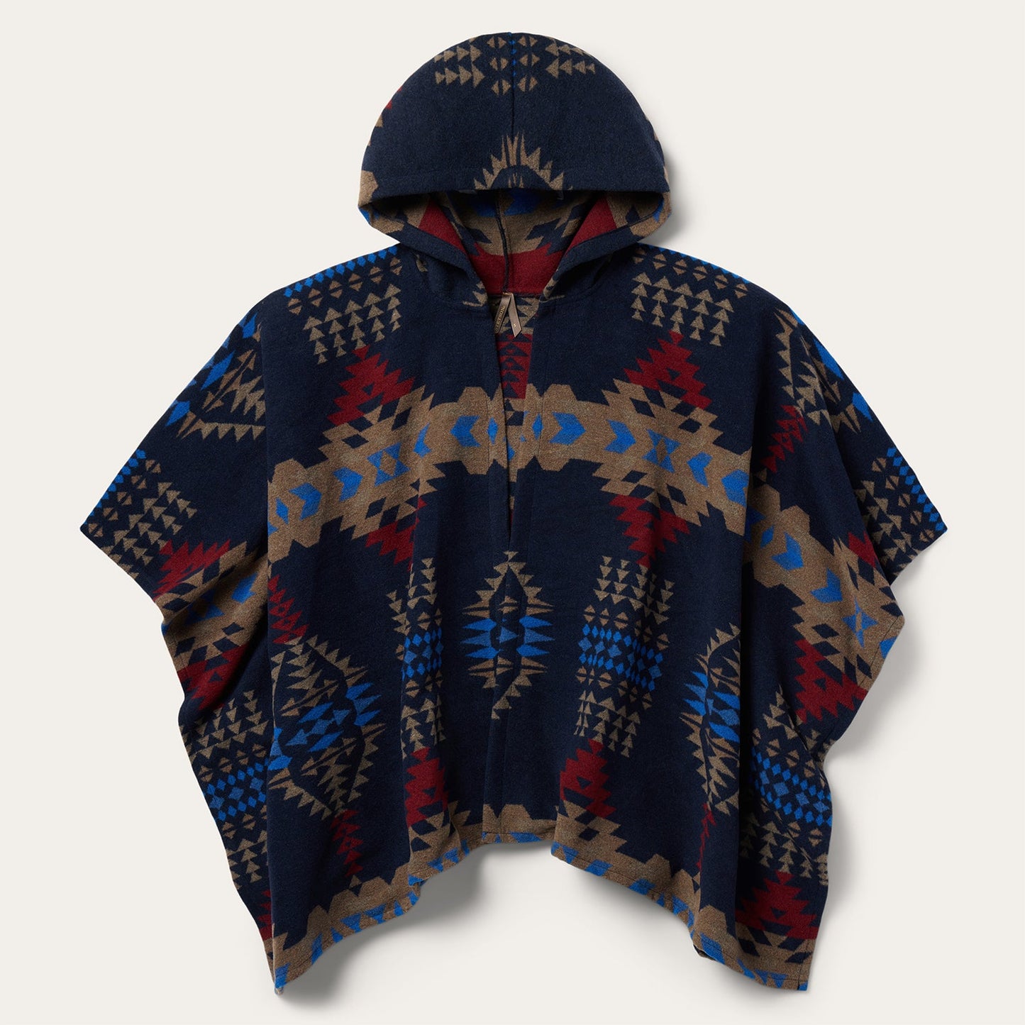 Hooded Serape Blanket Wrap Blue