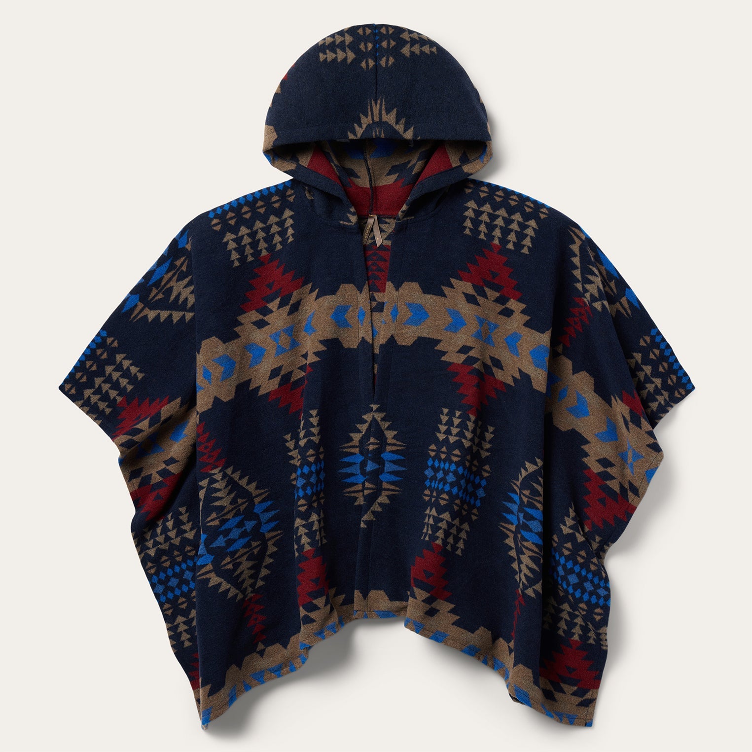 Hooded Serape Blanket Wrap Blue