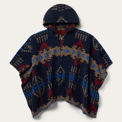 Hooded Serape Blanket Wrap Blue
