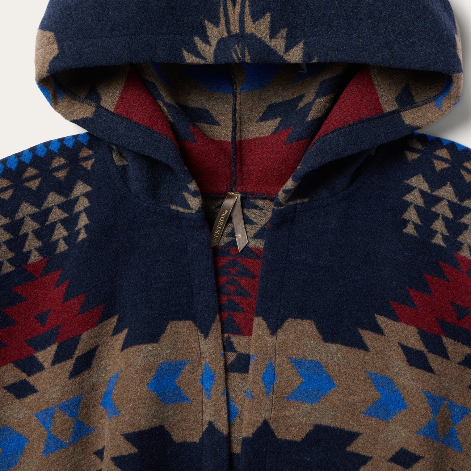 Hooded Serape Blanket Wrap Blue
