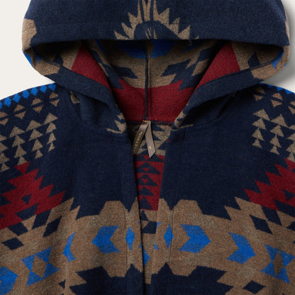 Hooded Serape Blanket Wrap Blue