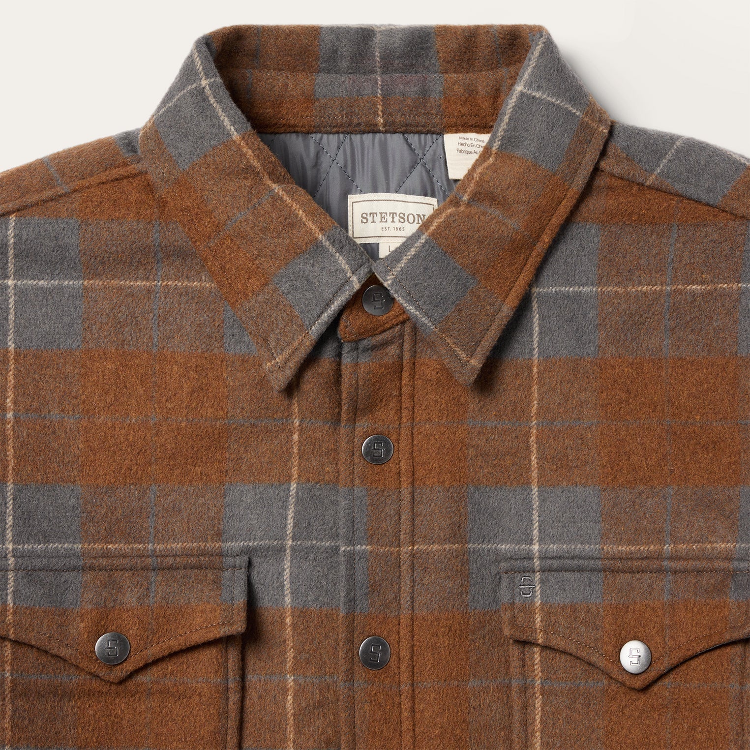 Plaid Western Shirt Jacket Brown