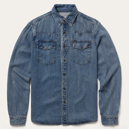 Retro Denim Western Shirt Blue
