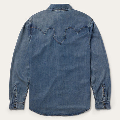 Retro Denim Western Shirt Blue