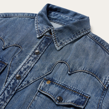Retro Denim Western Shirt Blue