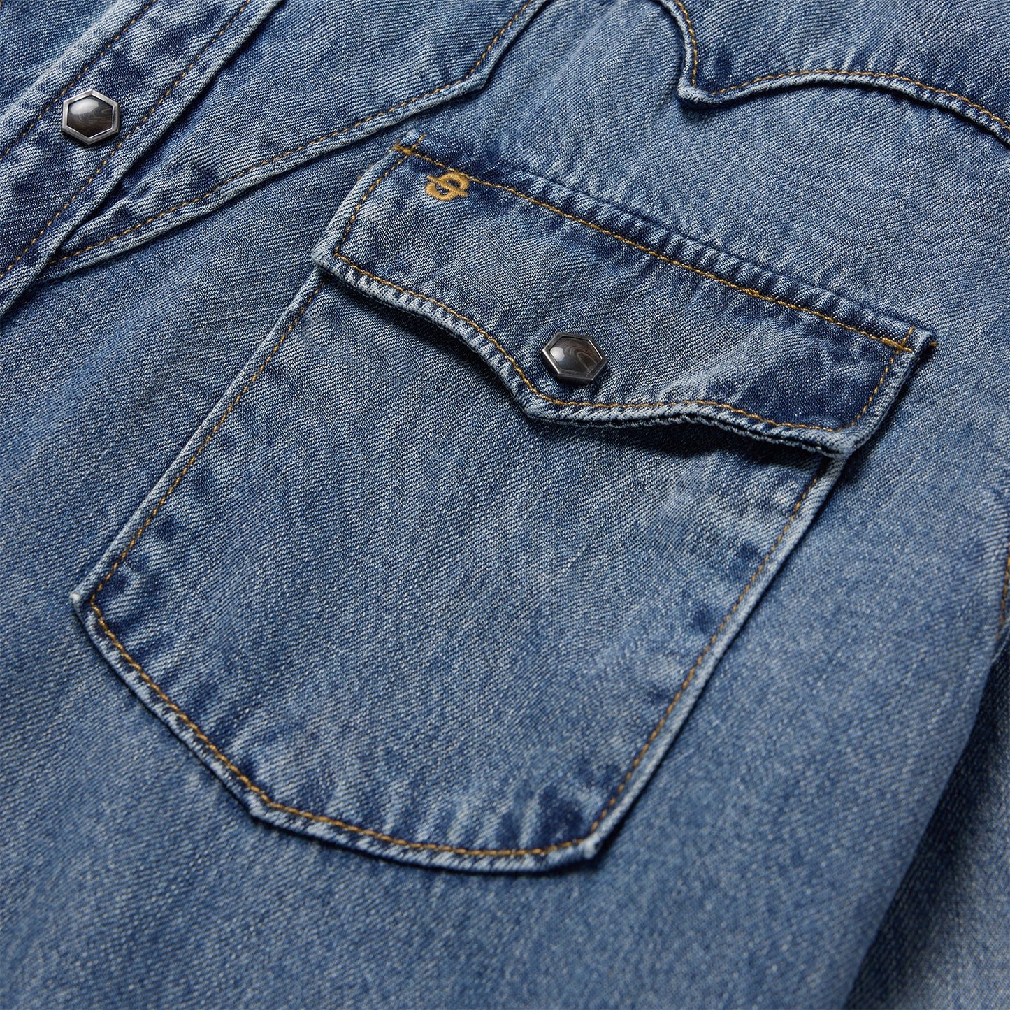 Retro Denim Western Shirt Blue