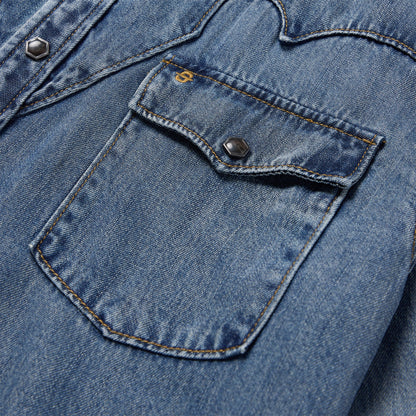 Retro Denim Western Shirt Blue