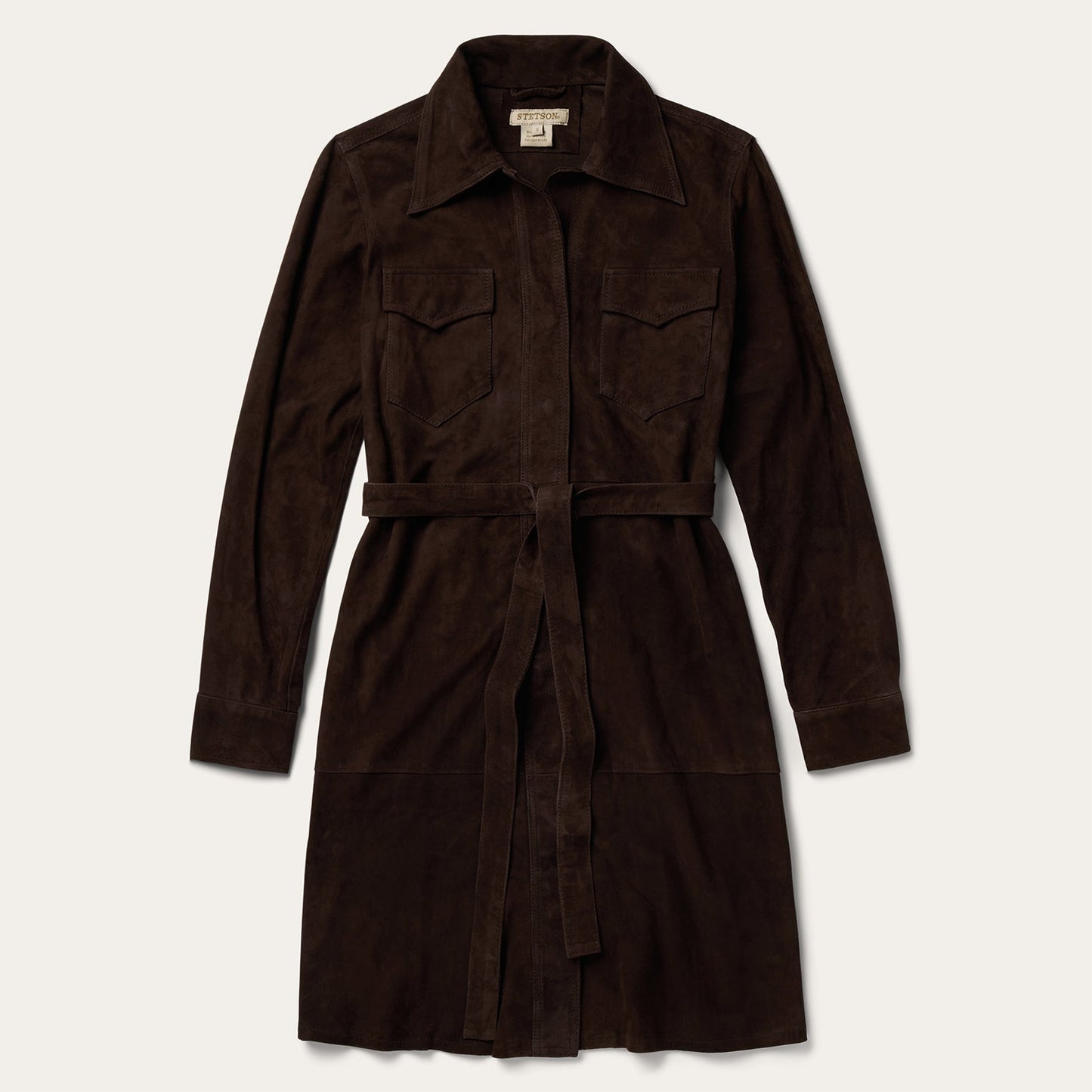 Lambskin Shirt Dress Brown