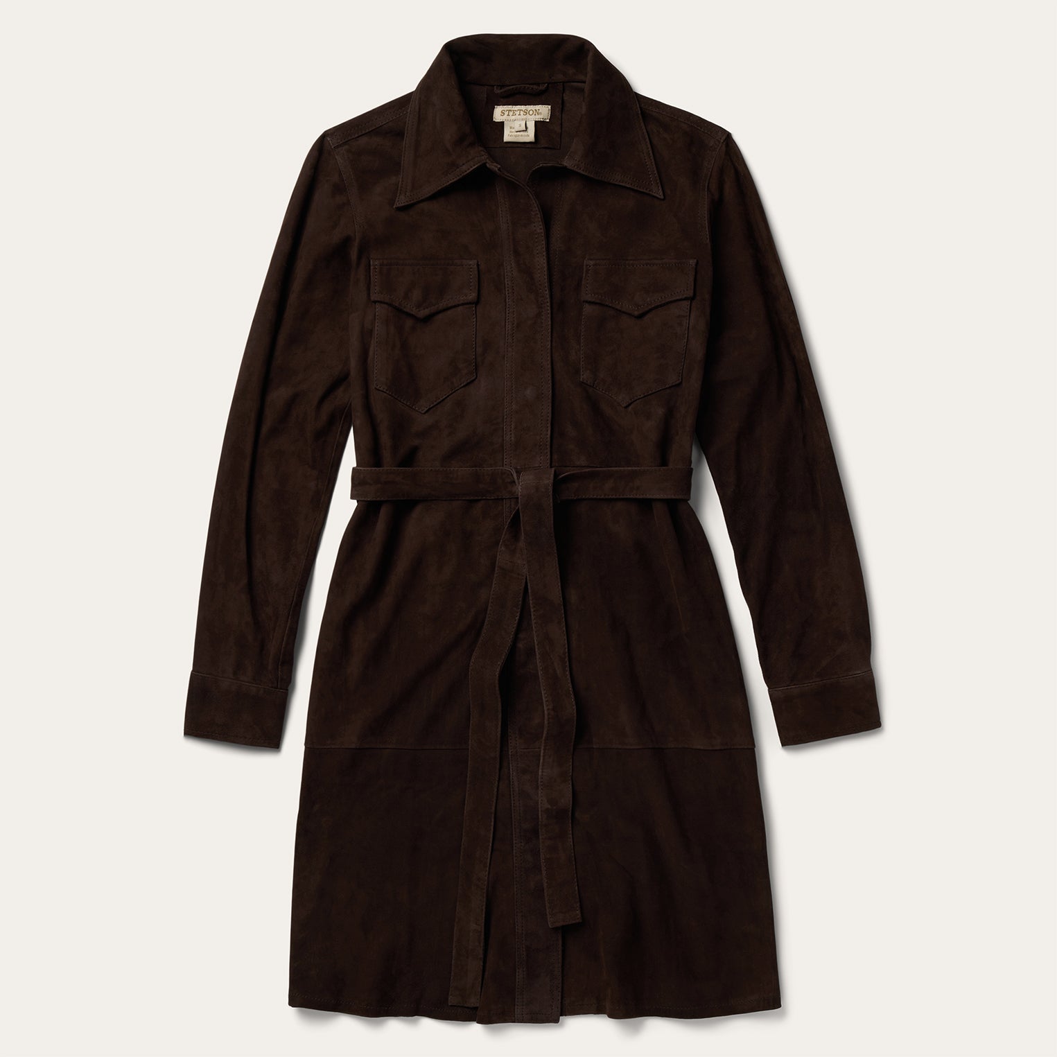 Lambskin Shirt Dress Brown