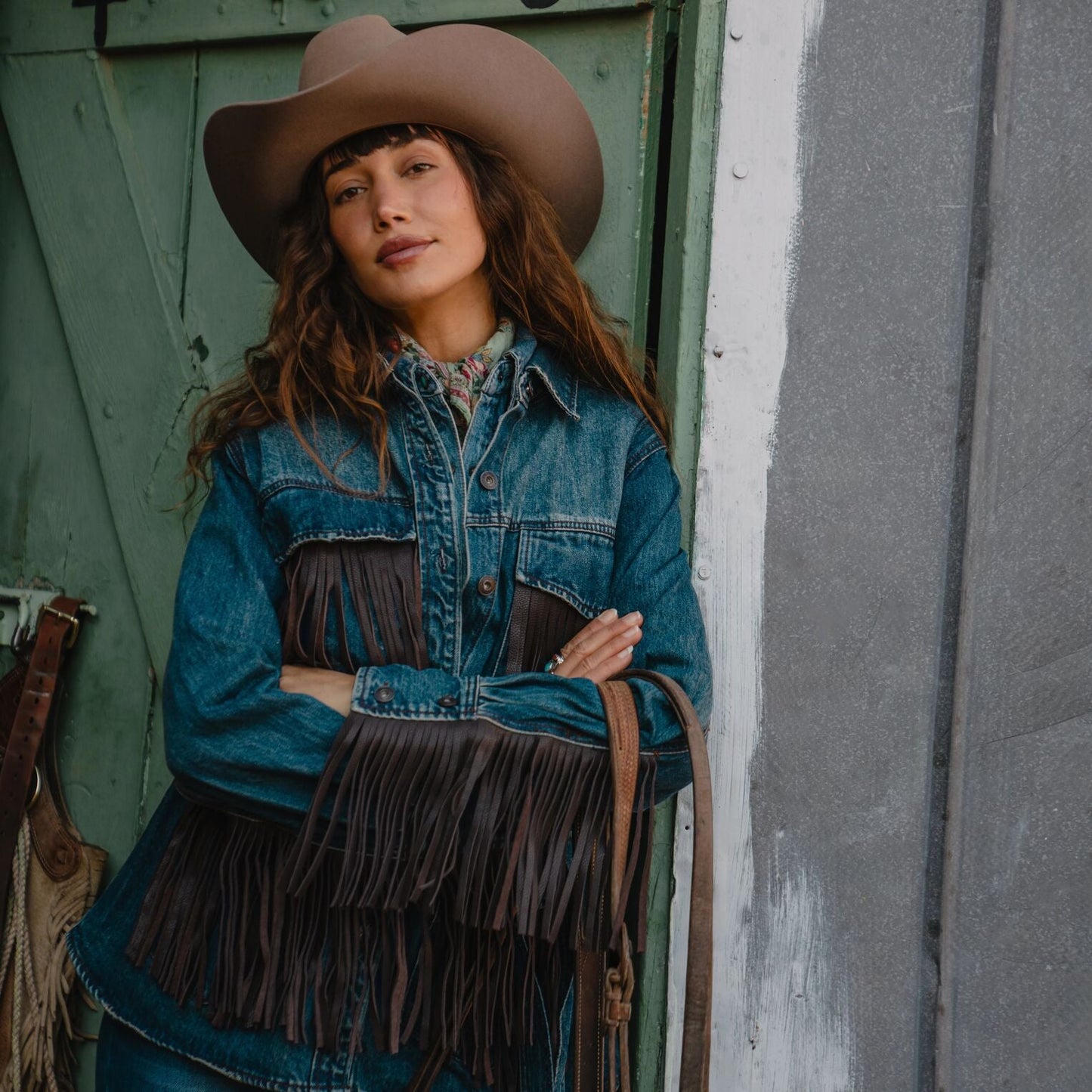 Dark Denim Fringe Jacket Blue
