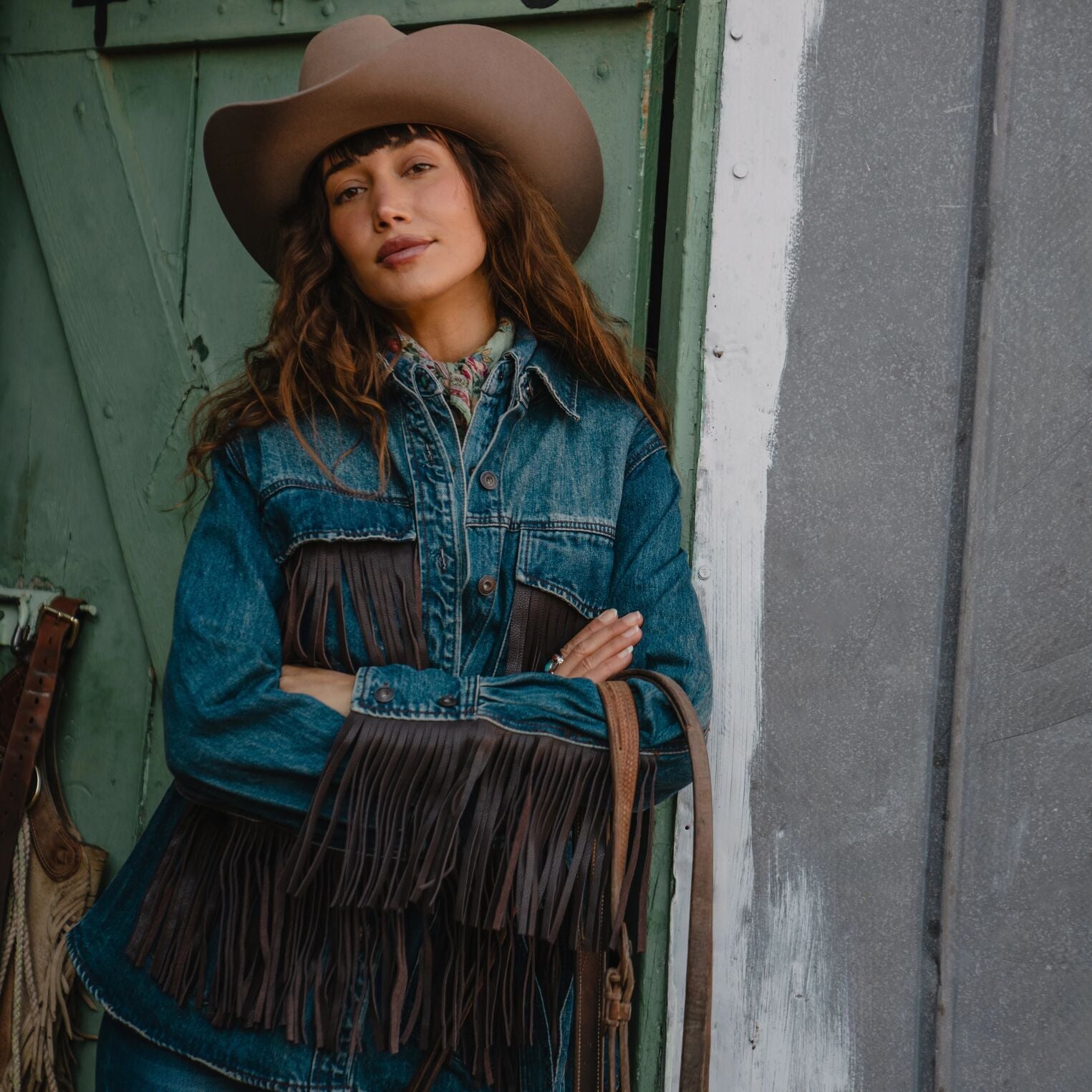 Dark Denim Fringe Jacket Blue