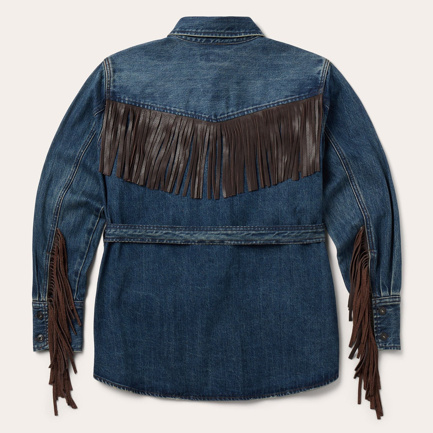 Dark Denim Fringe Jacket Blue