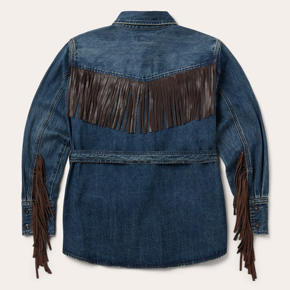 Dark Denim Fringe Jacket Blue