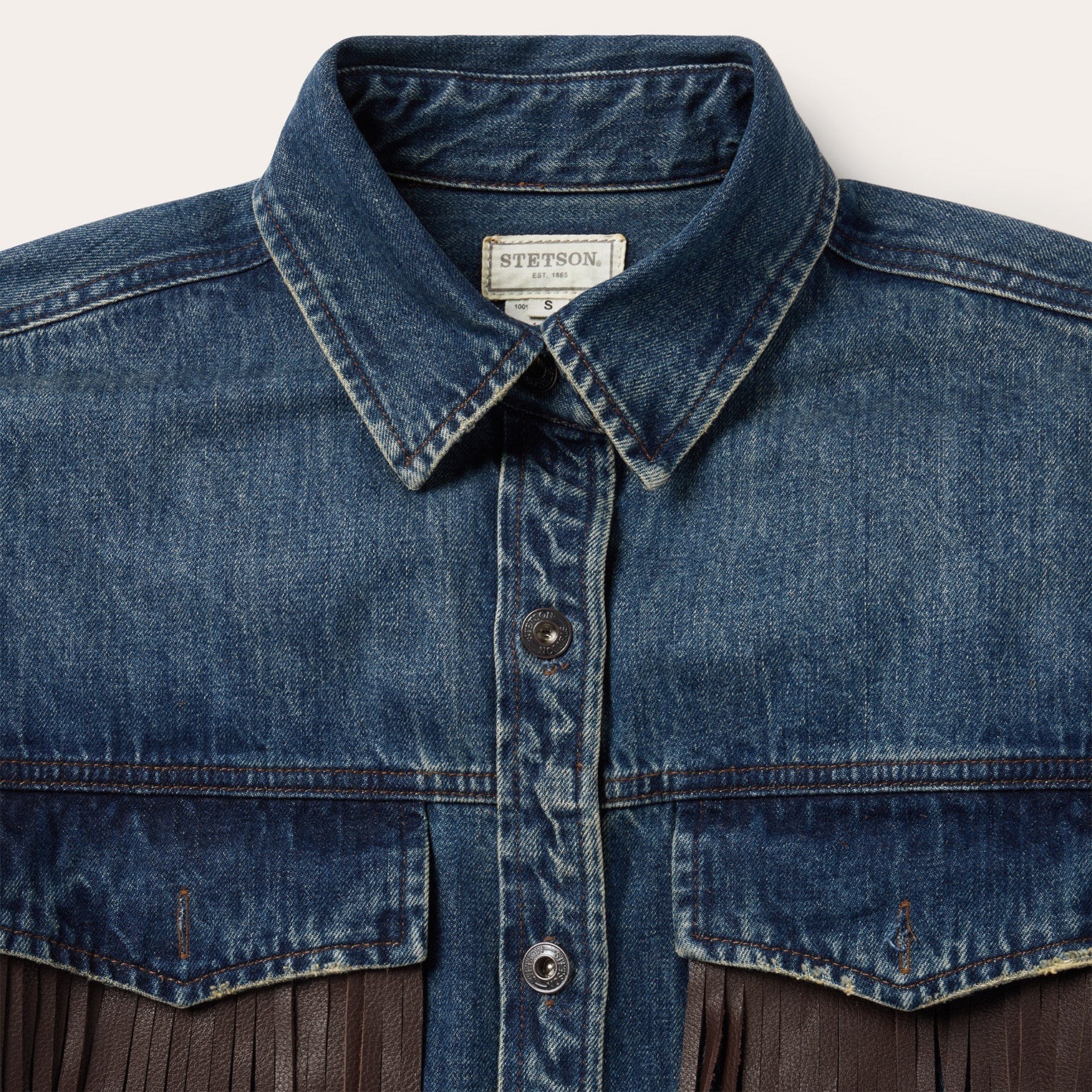Dark Denim Fringe Jacket Blue
