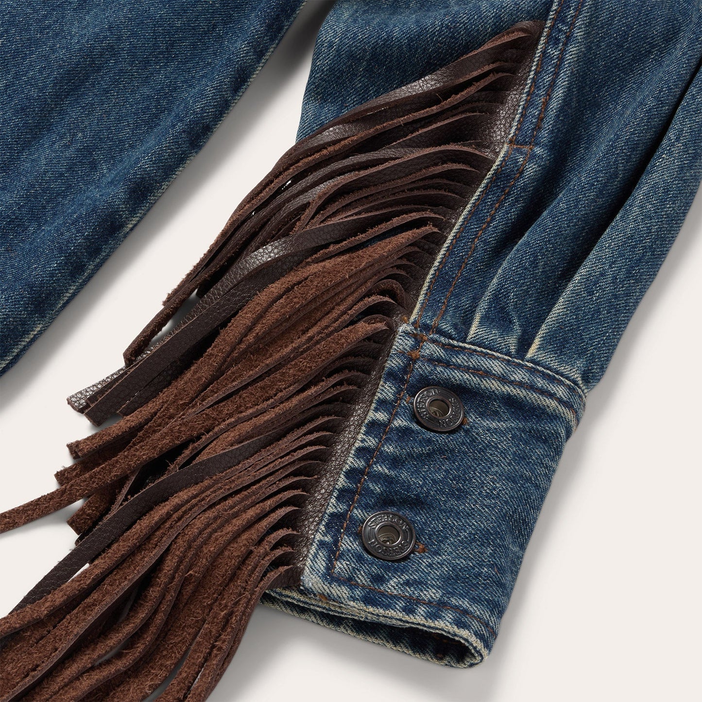 Dark Denim Fringe Jacket Blue