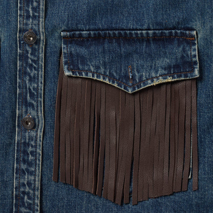 Dark Denim Fringe Jacket Blue