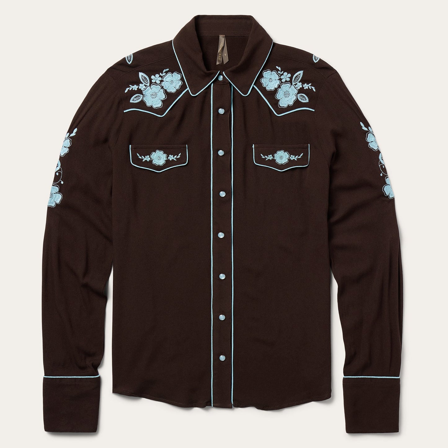 Embroidered Retro Western Shirt Brown